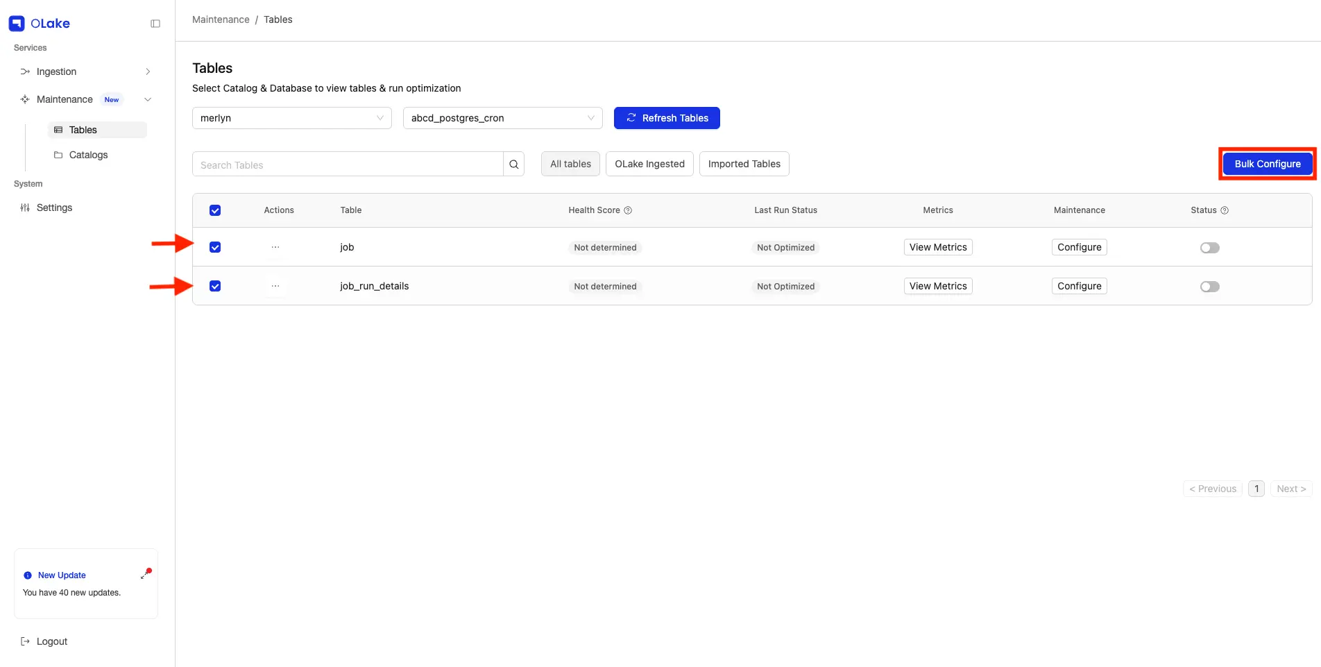 bulk select tables