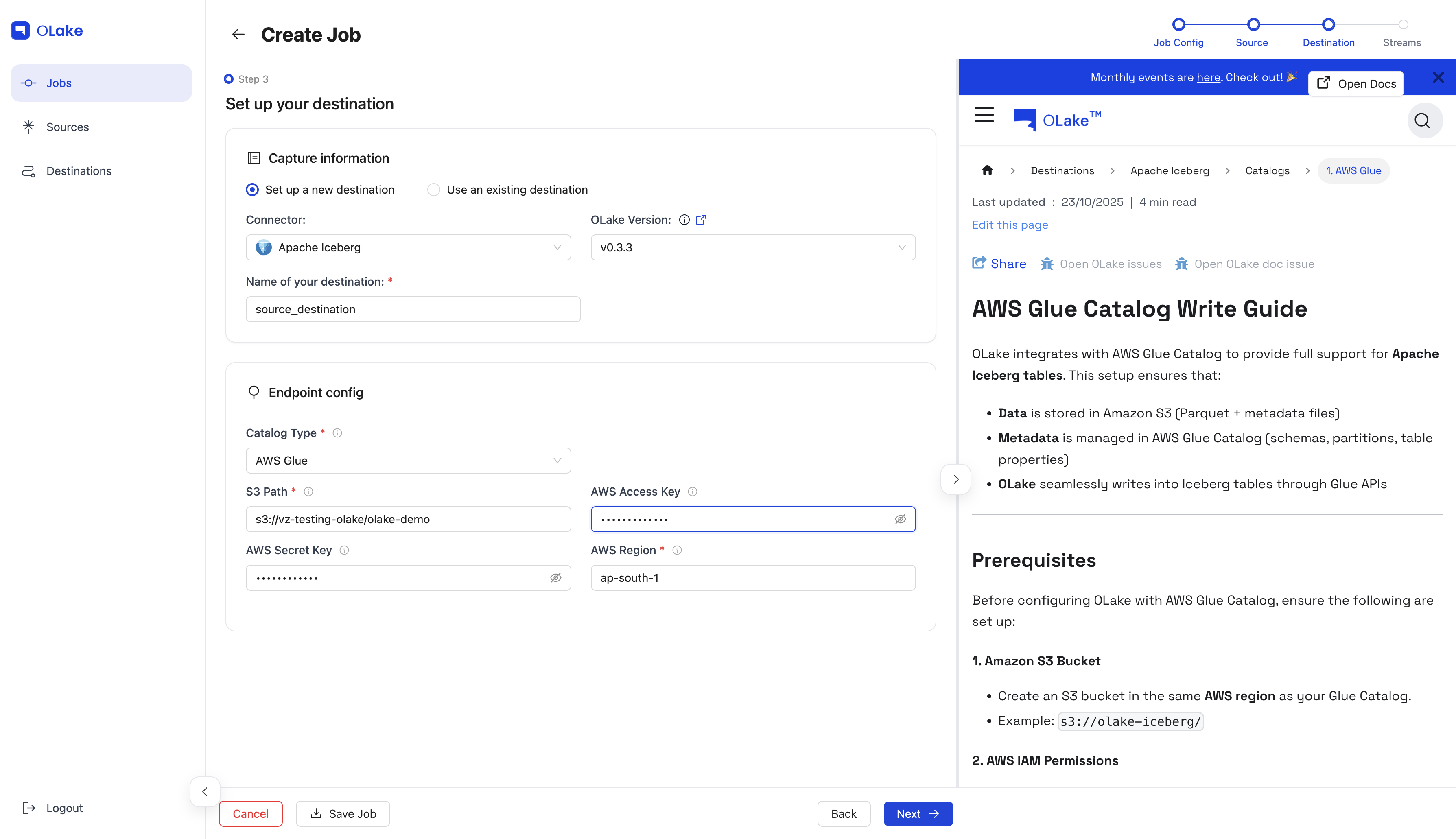 Job destination
config
