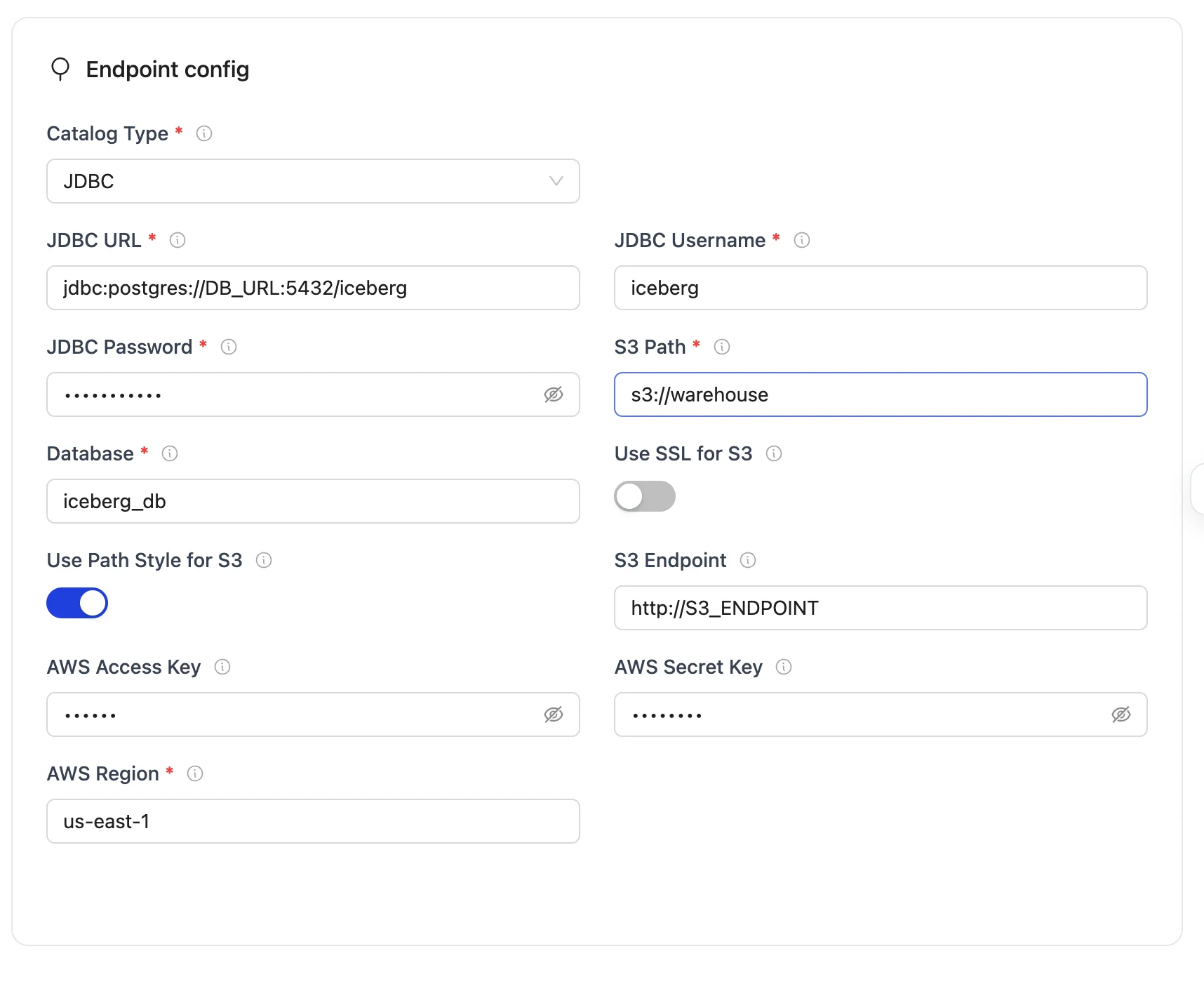 JDBC Catalog OLake UI Configuration