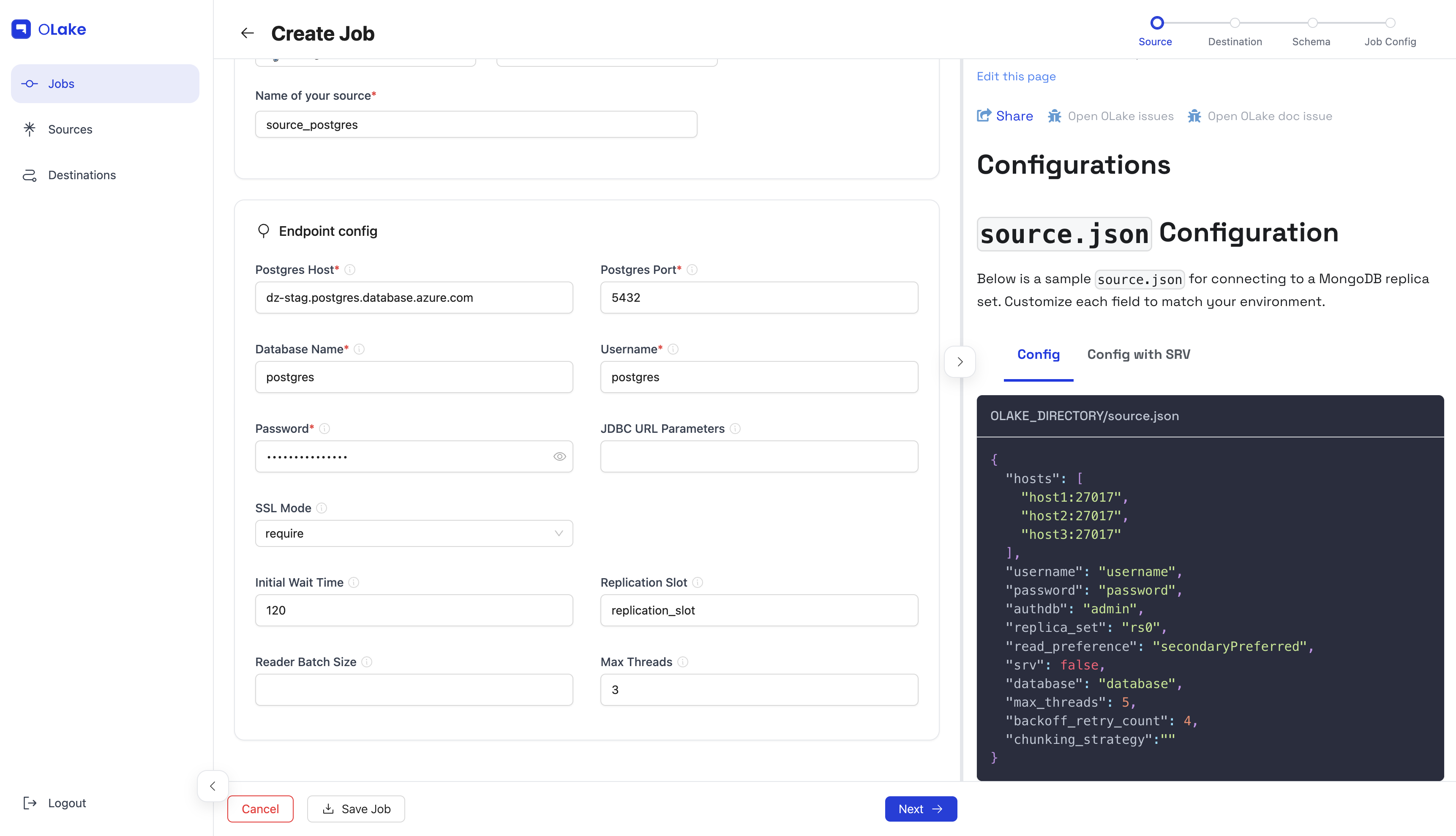 Job source config