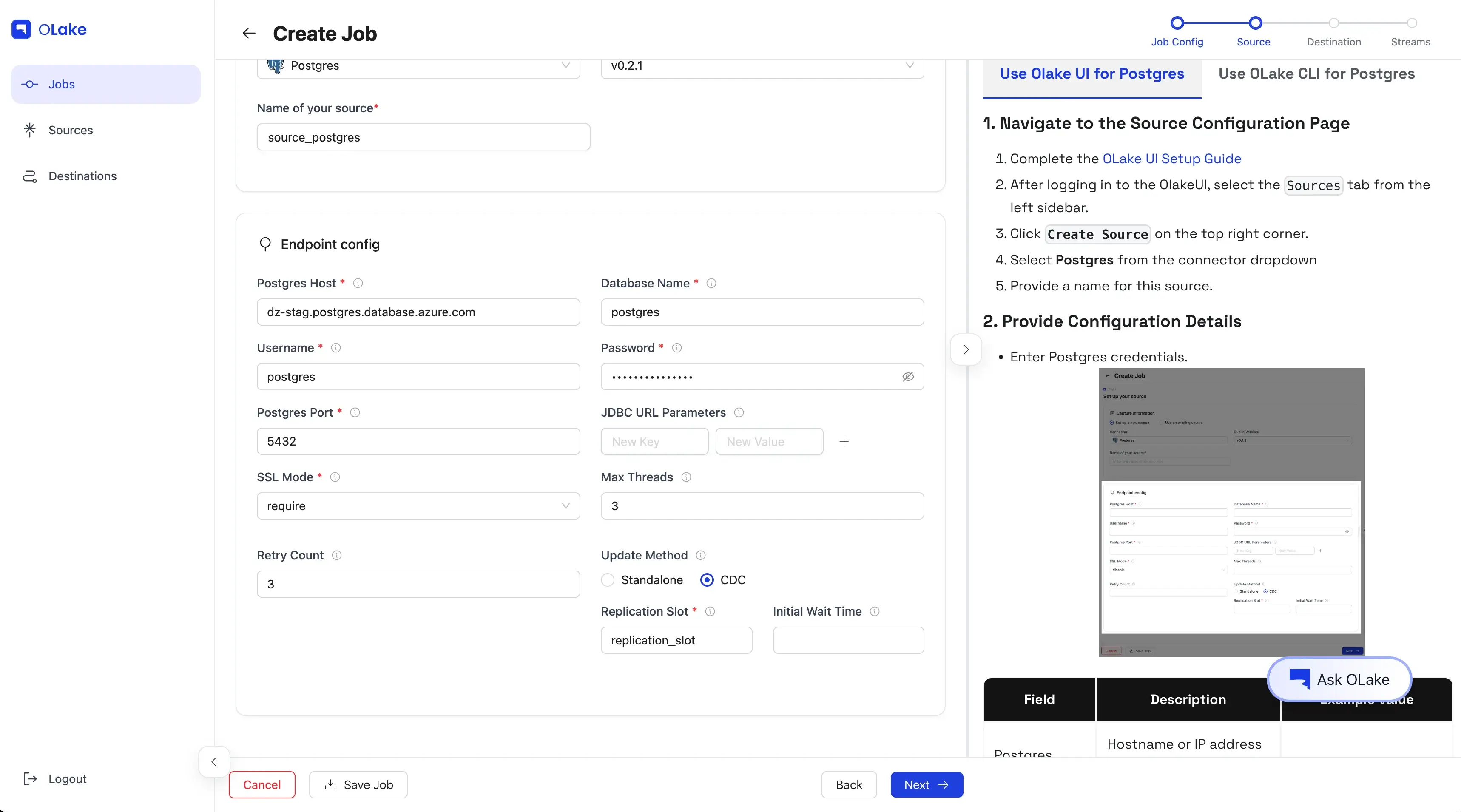 Job source config