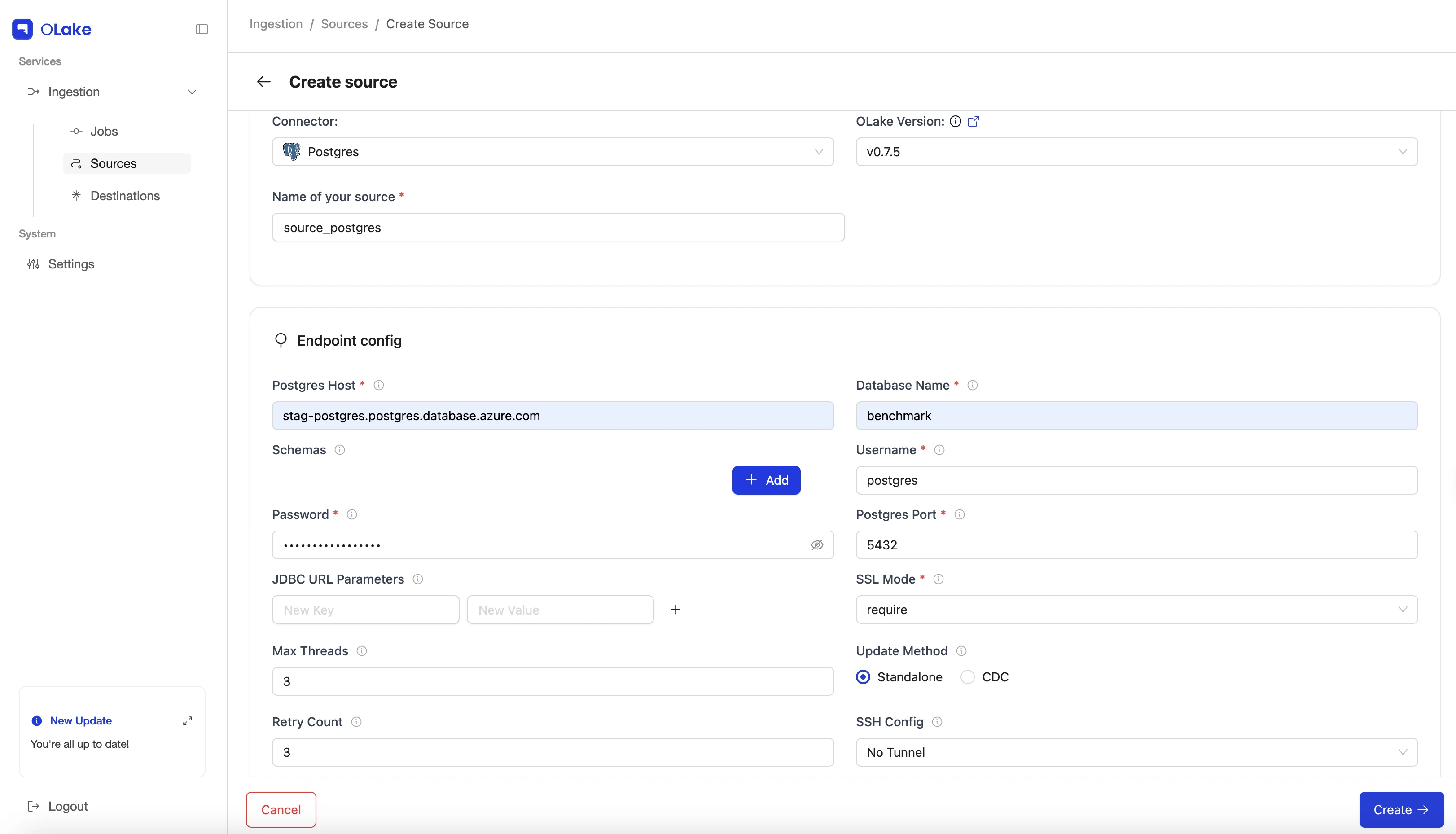 Job source
creation