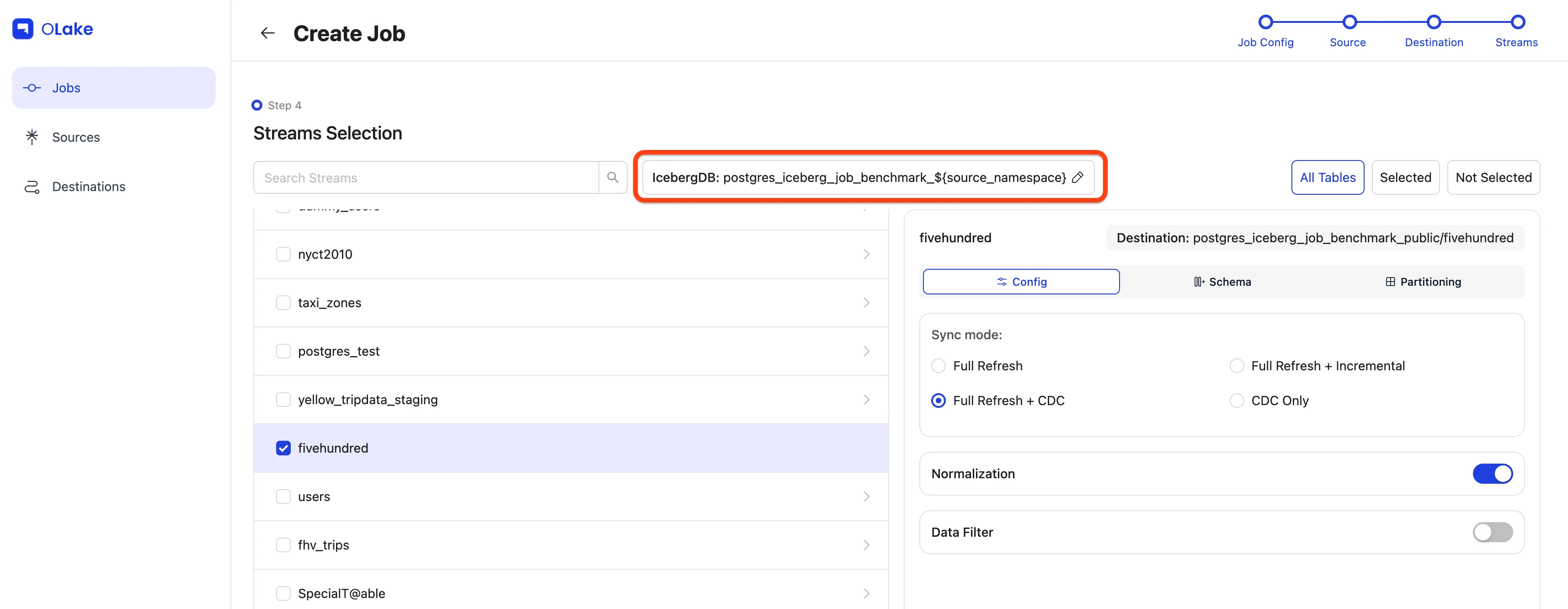 Job stream Destination
DB