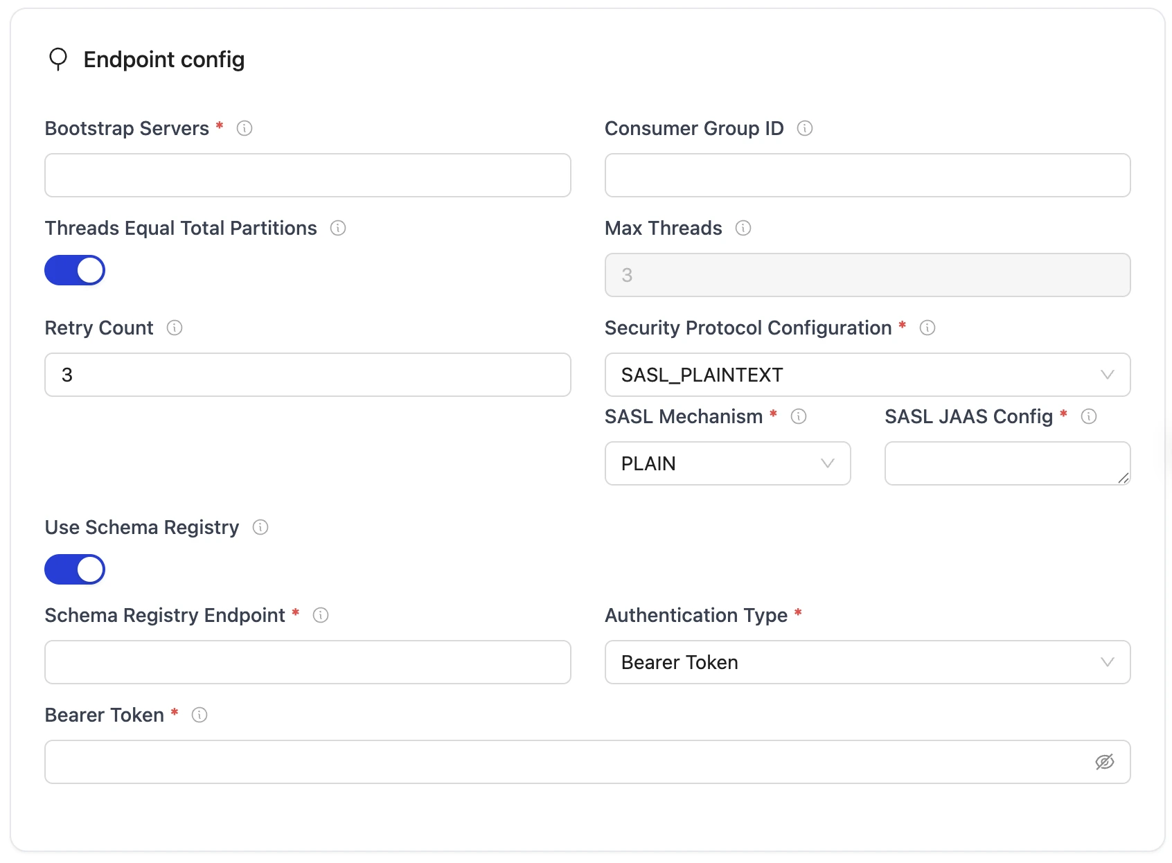 OLake Kafka source setup with endpoint and SSH options