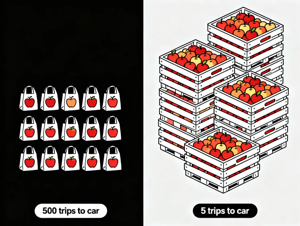 Optimization strategies illustrated with apple crates analogy