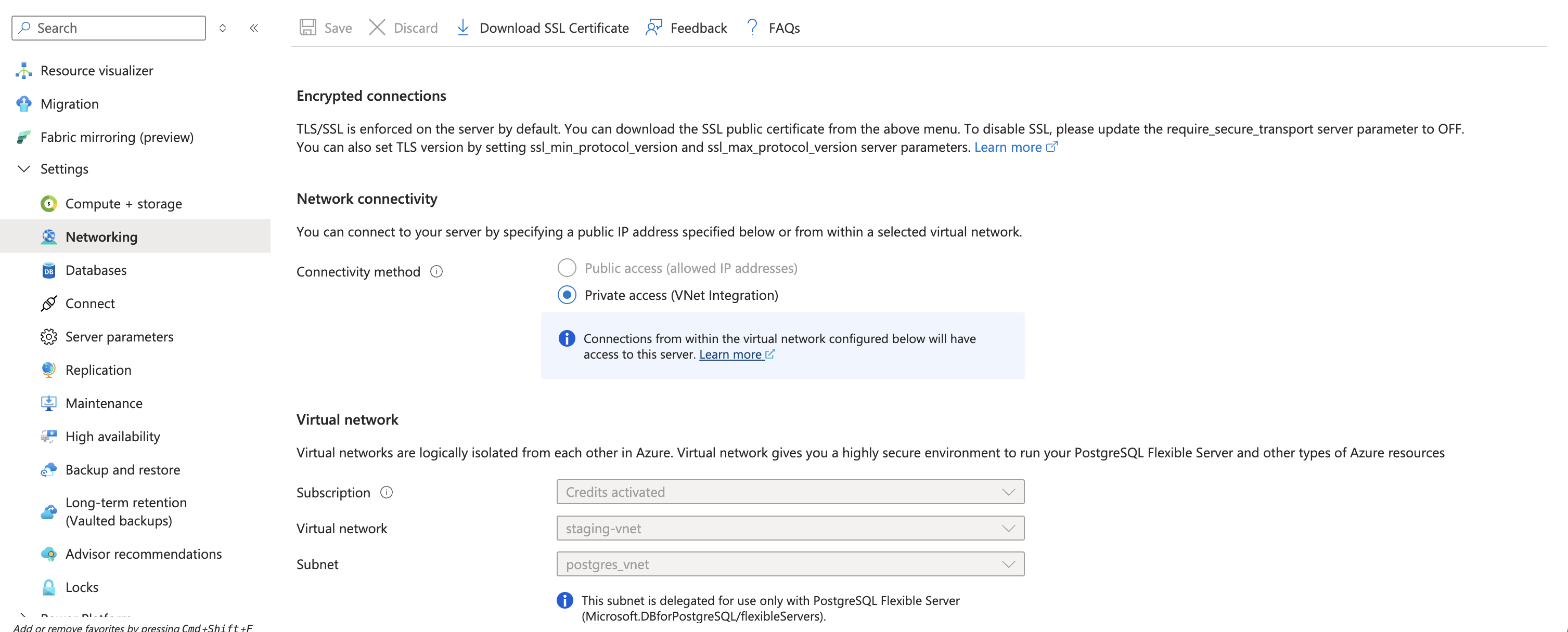 postgres-network-settings-azure