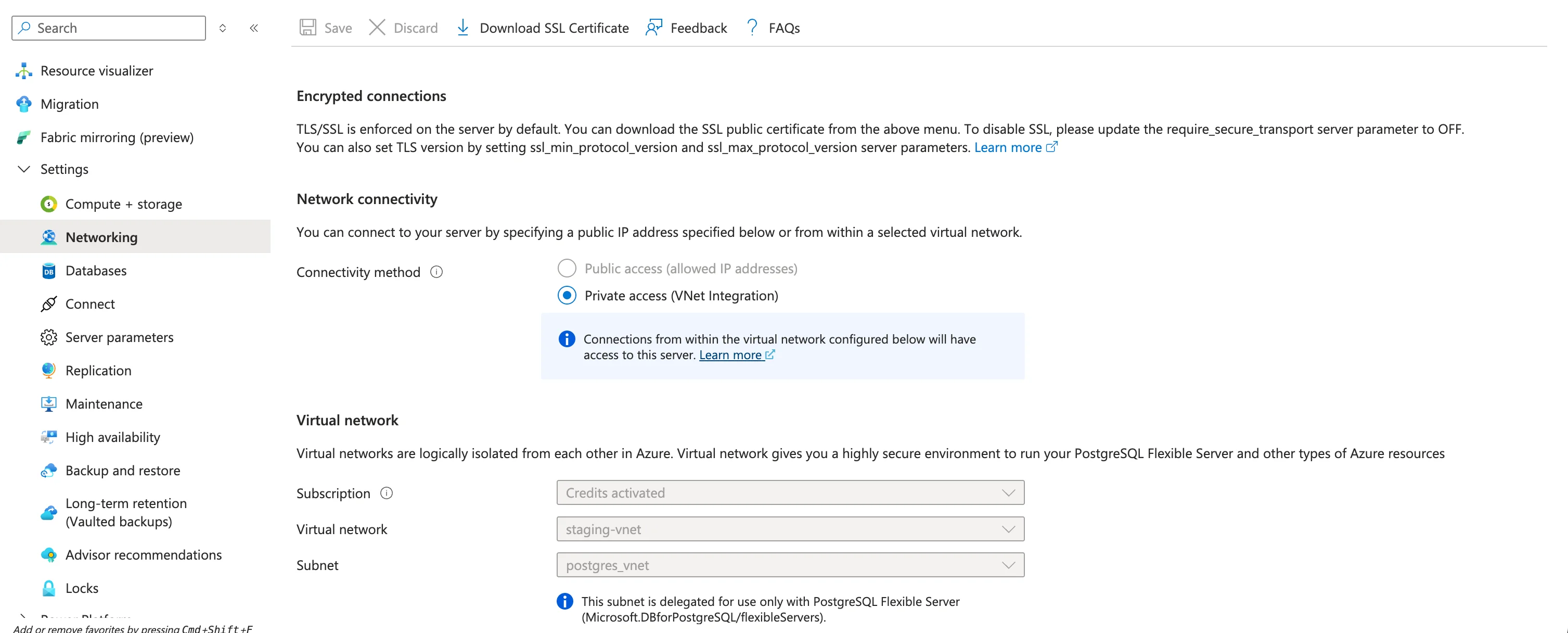 postgres-network-settings-azure