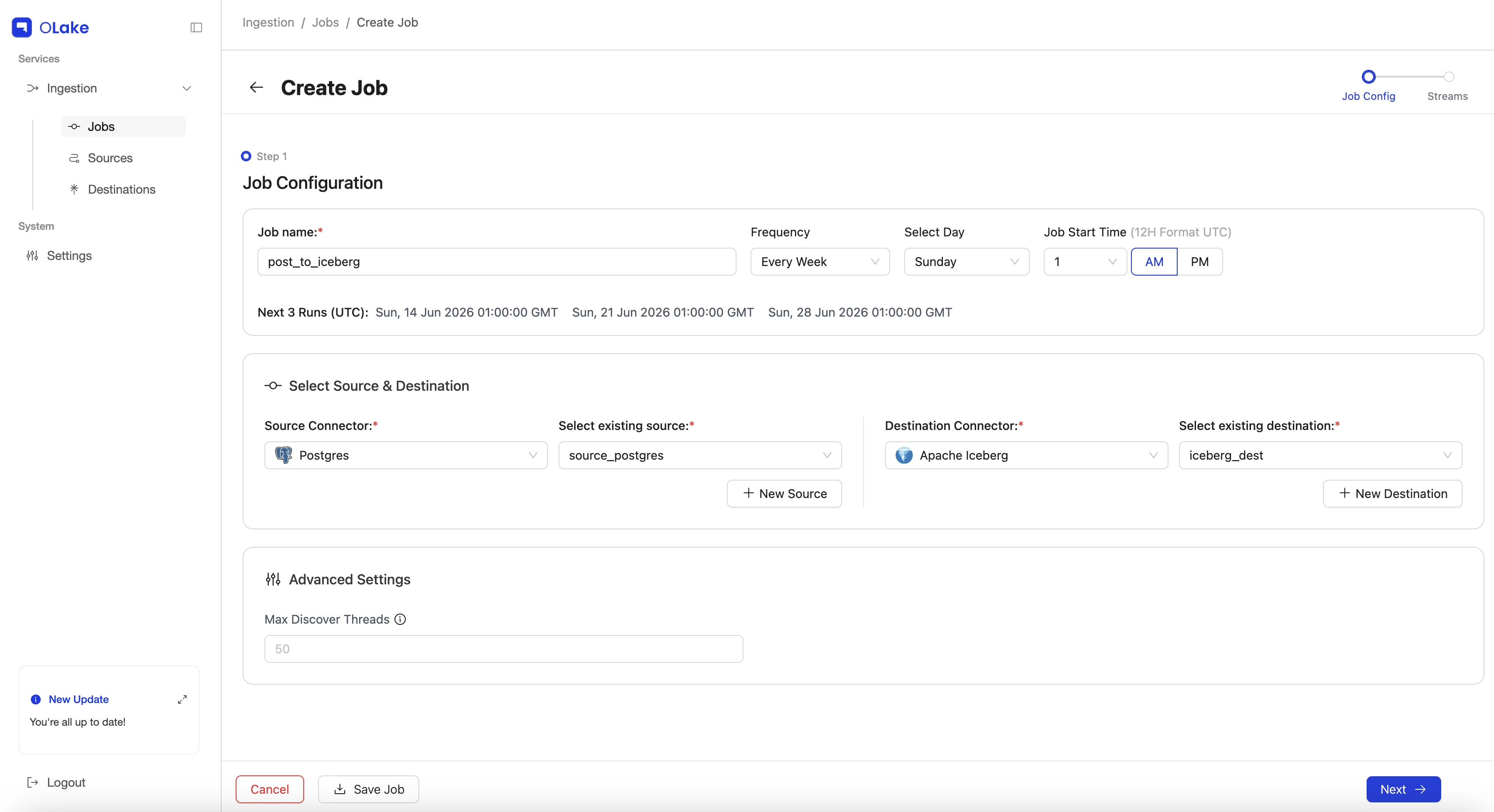 Olake Job Configuration