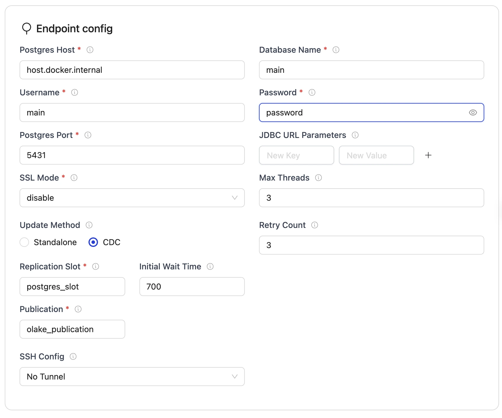 source configuration