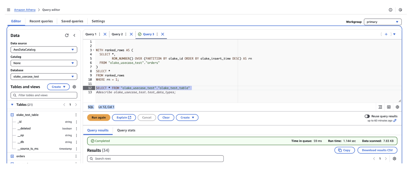 Athena Query Interface