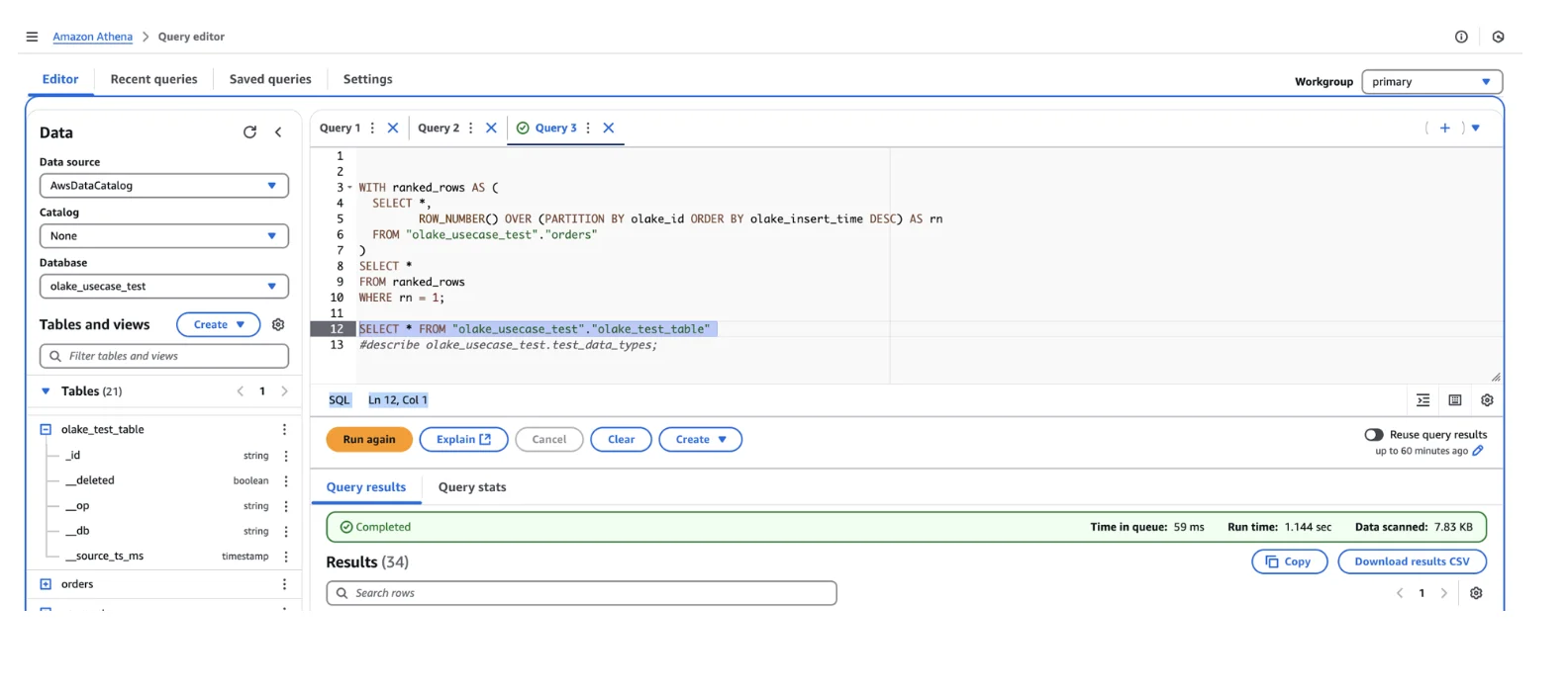Athena Query Interface