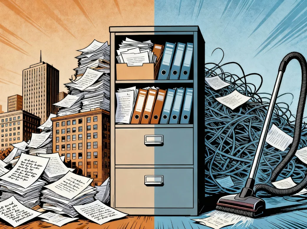 Storage hygiene diagram showing vacuum and retention policy management