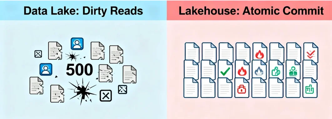 Transactional integrity comparison between Data Lake and Data Lakehouse