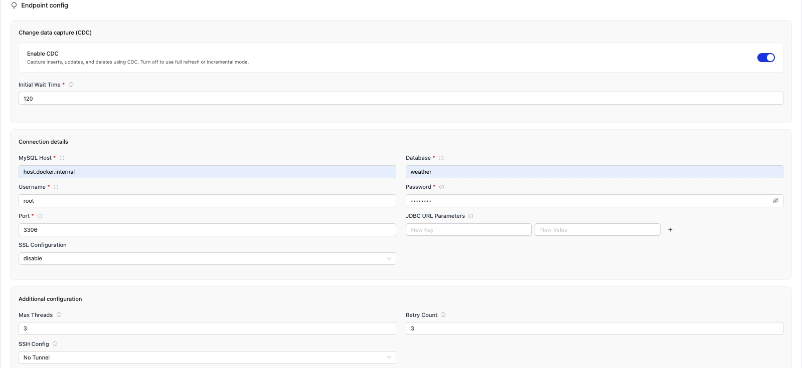 Setting up Source Configuration