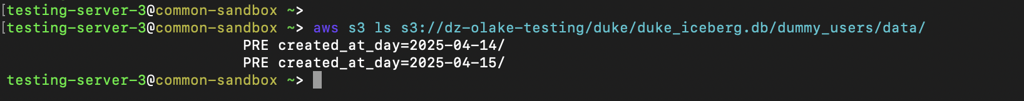 Olake Partition output